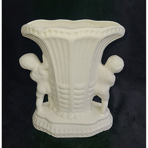 Vintage 1940s Crackle pottery Cherub vase - Picture 2 of 10